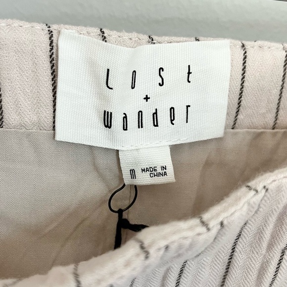 NWT Lost + Wander Linen Blend Mini Skirt Light Pink Cream Black Striped Medium‎ - Picture 6 of 9